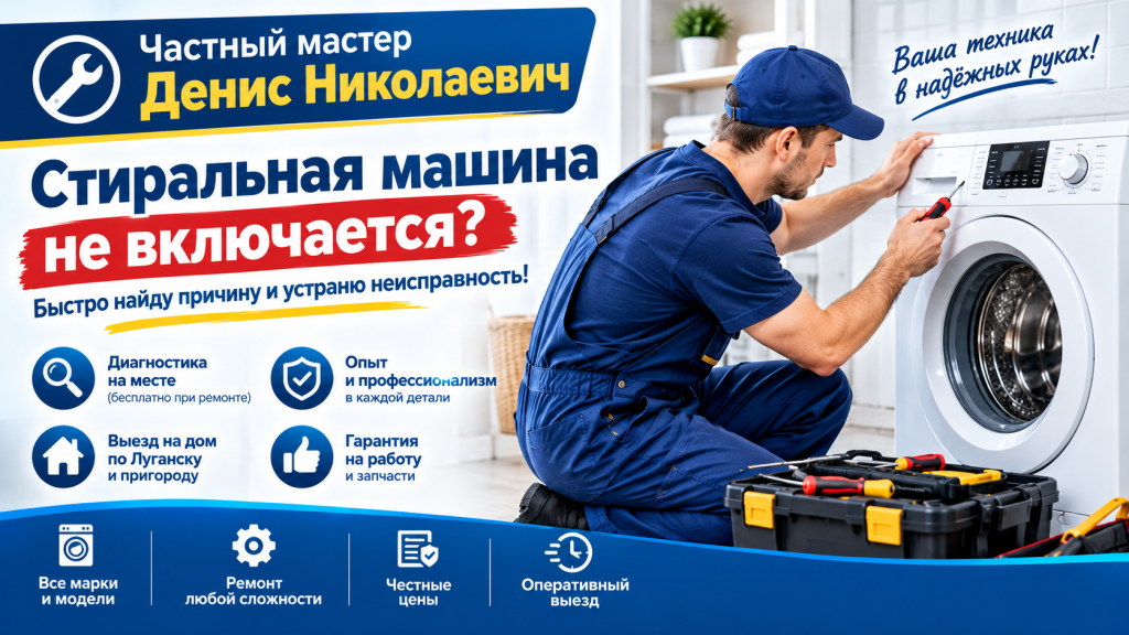 Ремонт стиральных машин в Луганске — частный мастер с выездом на дом